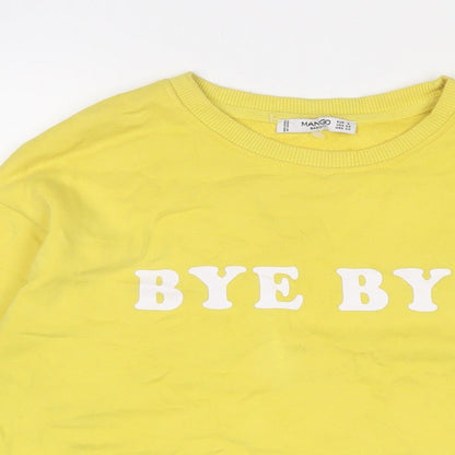 Mango Womens Yellow Cotton Pullover Sweatshirt Size S Pullover - Bye Bye
