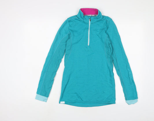 DECATHLON Womens Blue Polyester Pullover Sweatshirt Size S Zip