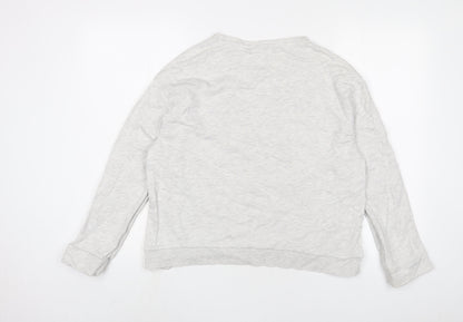 Mango Womens Grey Cotton Pullover Sweatshirt Size L Pullover - Embroidered