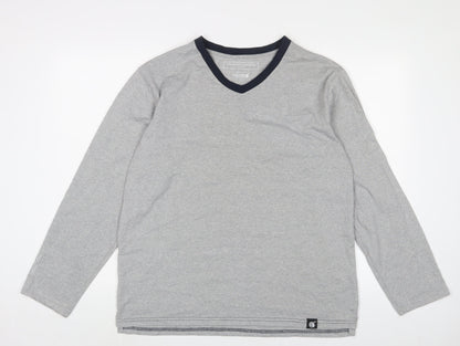 THE WHITE COMPANY Mens Grey Polyester T-Shirt Size M V-Neck - Embroidered