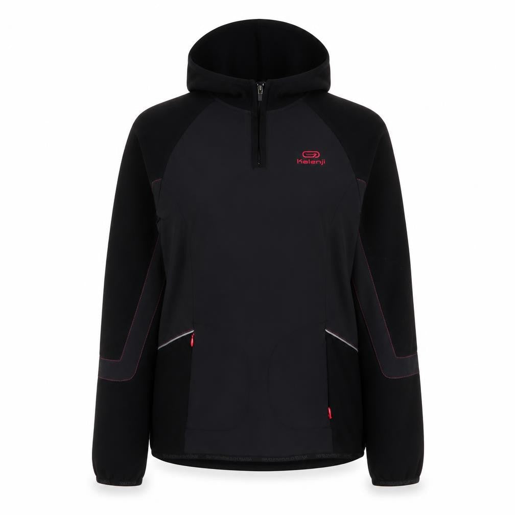 Decathlon Womens Black Polyester Pullover Sweatshirt Size 8 Zip - Logo, Embroidered