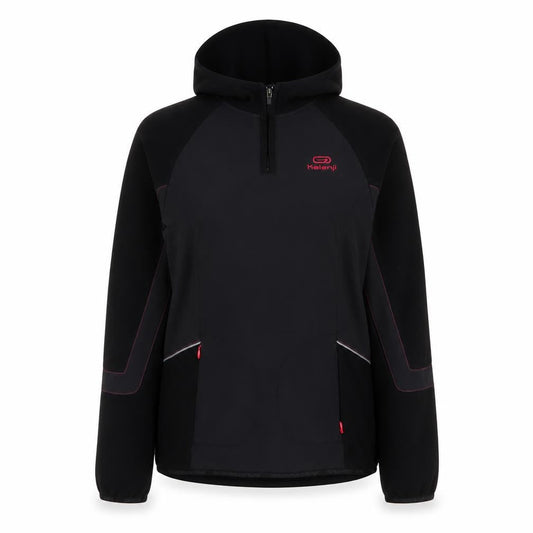 Decathlon Womens Black Polyester Pullover Sweatshirt Size 8 Zip - Logo, Embroidered