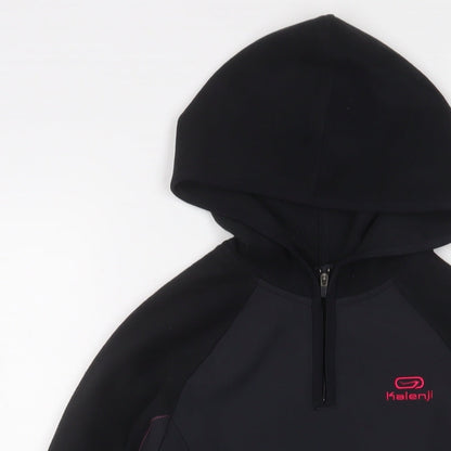 DECATHLON Womens Black Polyester Pullover Sweatshirt Size 8 Zip - Logo, Embroidered