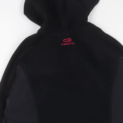 DECATHLON Womens Black Polyester Pullover Sweatshirt Size 8 Zip - Logo, Embroidered