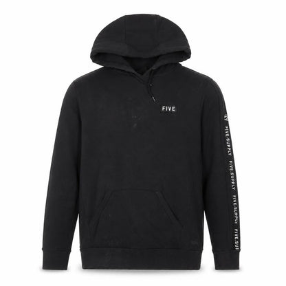 FIVE Mens Black Cotton Pullover Hoodie Size M - Embroidered