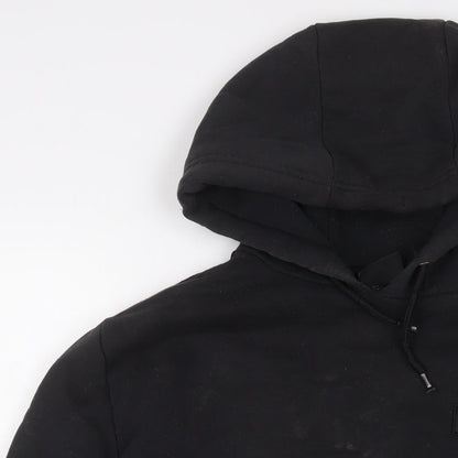 FIVE Mens Black Cotton Pullover Hoodie Size M - Embroidered