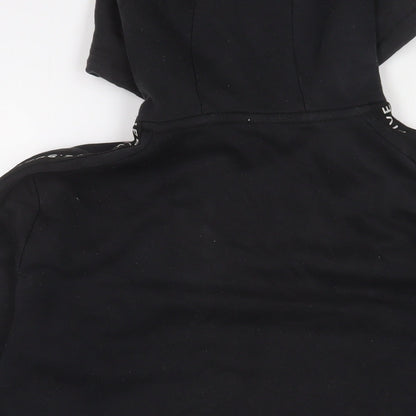 FIVE Mens Black Cotton Pullover Hoodie Size M - Embroidered