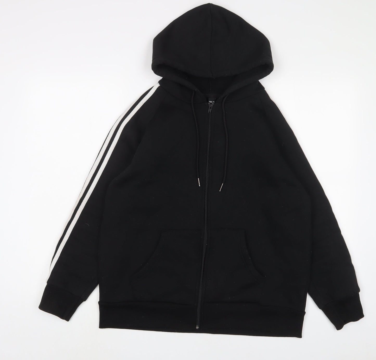 R&B Womens Black Cotton Full Zip Hoodie Size 16 Zip
