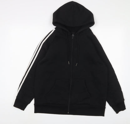 R&B Womens Black Cotton Full Zip Hoodie Size 16 Zip