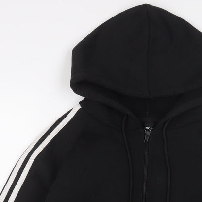 R&B Womens Black Cotton Full Zip Hoodie Size 16 Zip