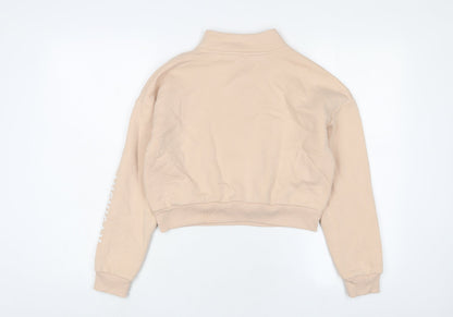 New Look Girls Beige Cotton Pullover Sweatshirt Size 12-13 Years Zip - Michigan