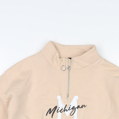 New Look Girls Beige Cotton Pullover Sweatshirt Size 12-13 Years Zip - Michigan