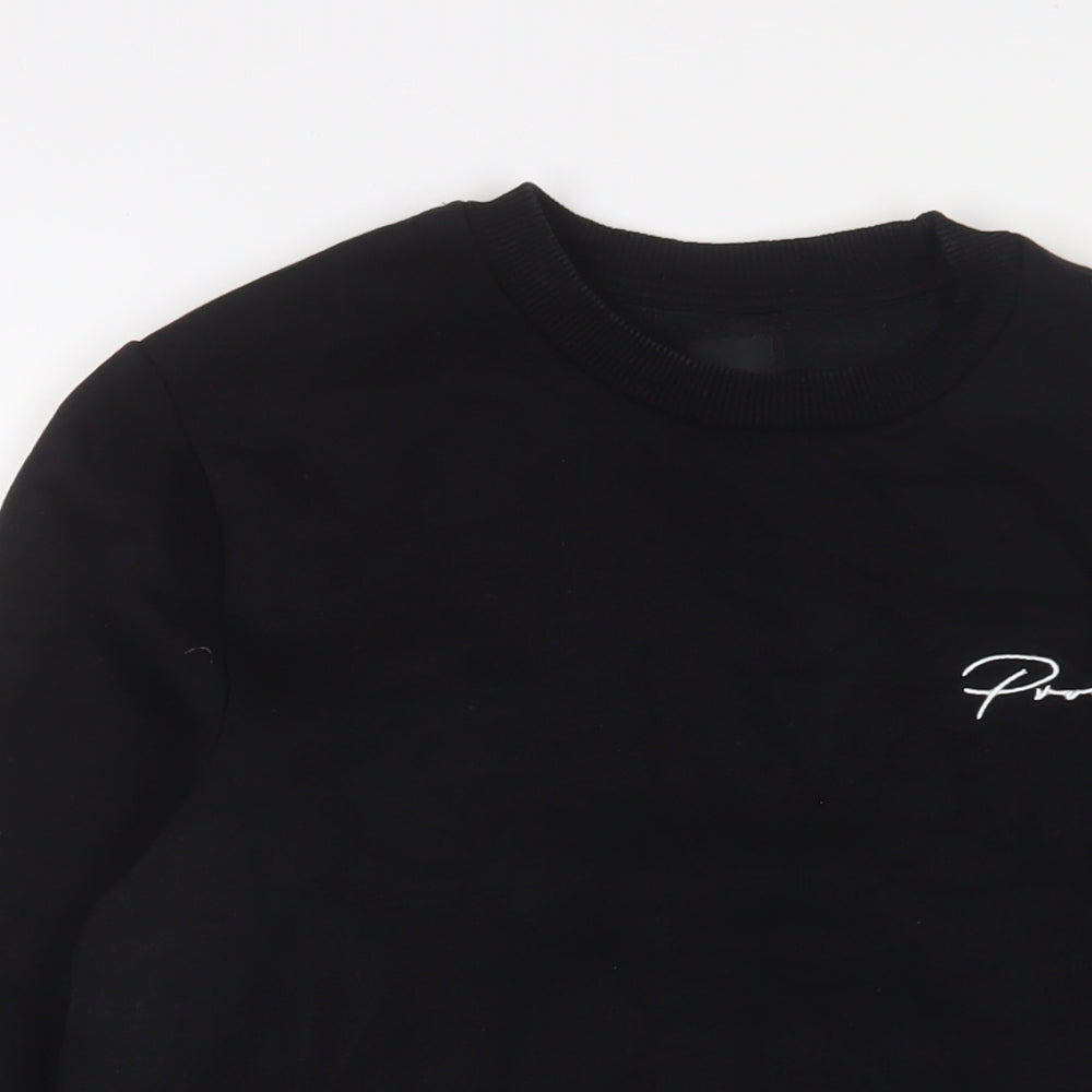 River Island Womens Black Cotton Pullover Sweatshirt Size S Pullover - Embroidered