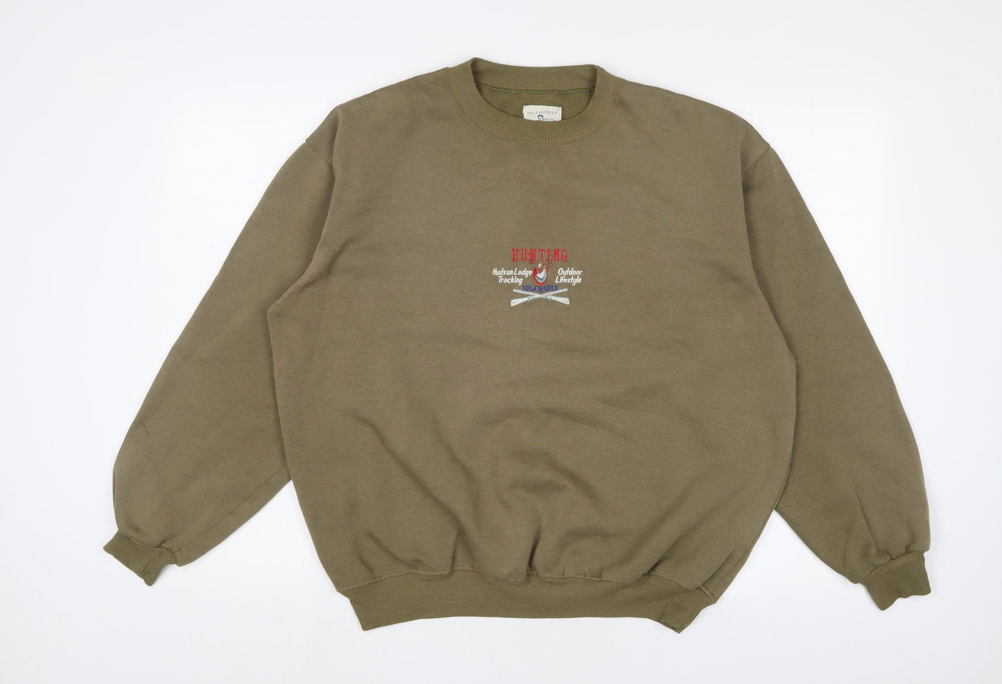 Mr Charley Mens Green Cotton Pullover Sweatshirt Size L - Embroidered