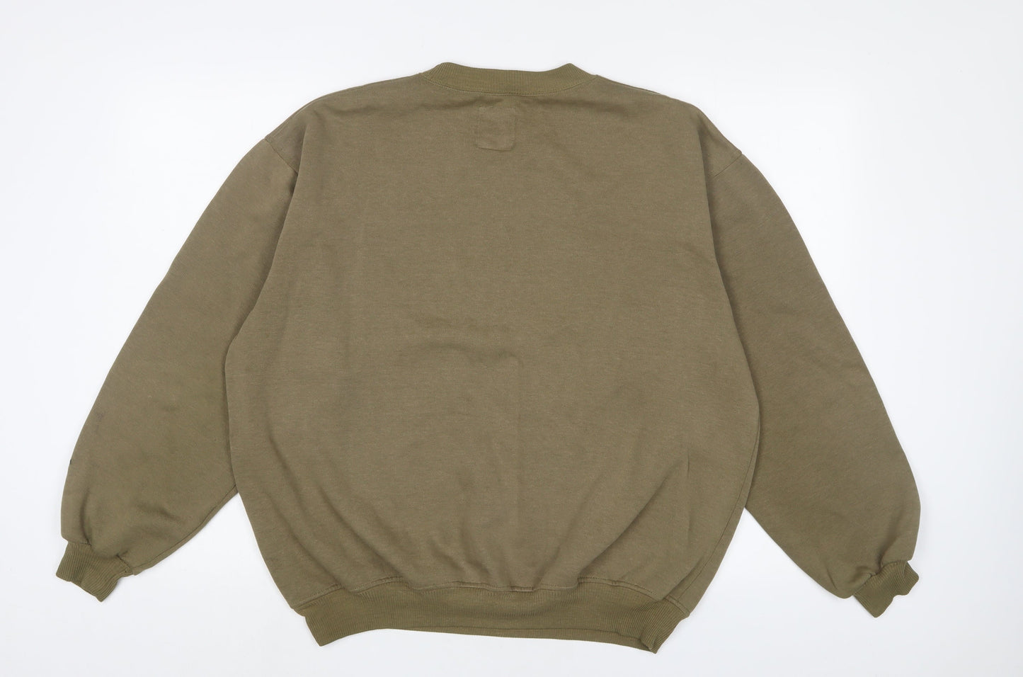 Mr Charley Mens Green Cotton Pullover Sweatshirt Size L - Embroidered