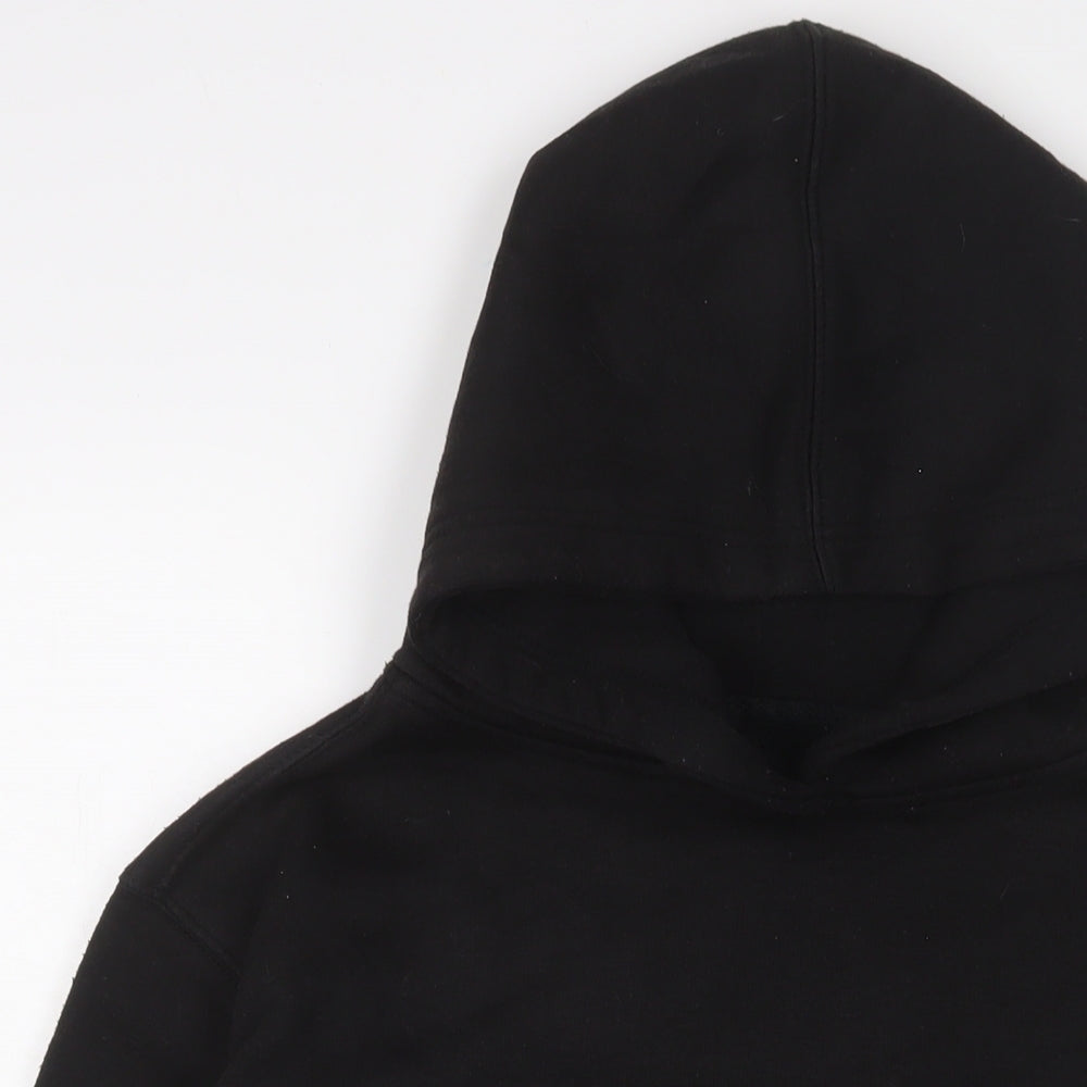 PRETTYLITTLETHING Womens Black Cotton Pullover Hoodie Size S Pullover - Logo
