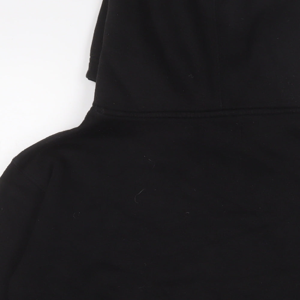 PRETTYLITTLETHING Womens Black Cotton Pullover Hoodie Size S Pullover - Logo