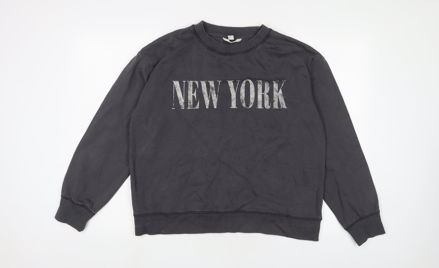 H&M Womens Grey Cotton Pullover Sweatshirt Size M Pullover - New York