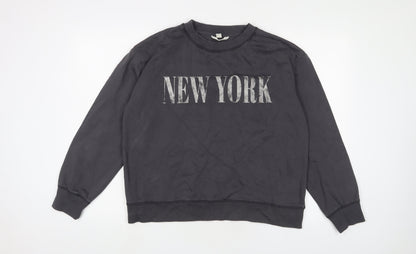 H&M Womens Grey Cotton Pullover Sweatshirt Size M Pullover - New York
