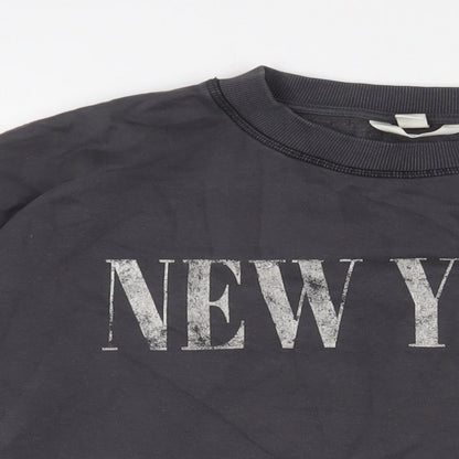 H&M Womens Grey Cotton Pullover Sweatshirt Size M Pullover - New York
