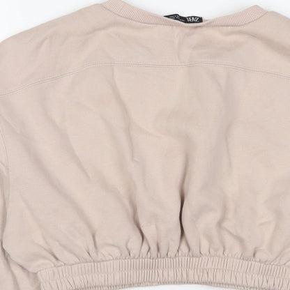 Zara Womens Pink Cotton Pullover Sweatshirt Size M Pullover