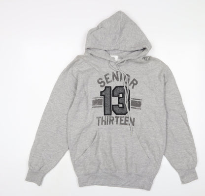 Jostens Mens Grey Cotton Pullover Hoodie Size S - Embroidered