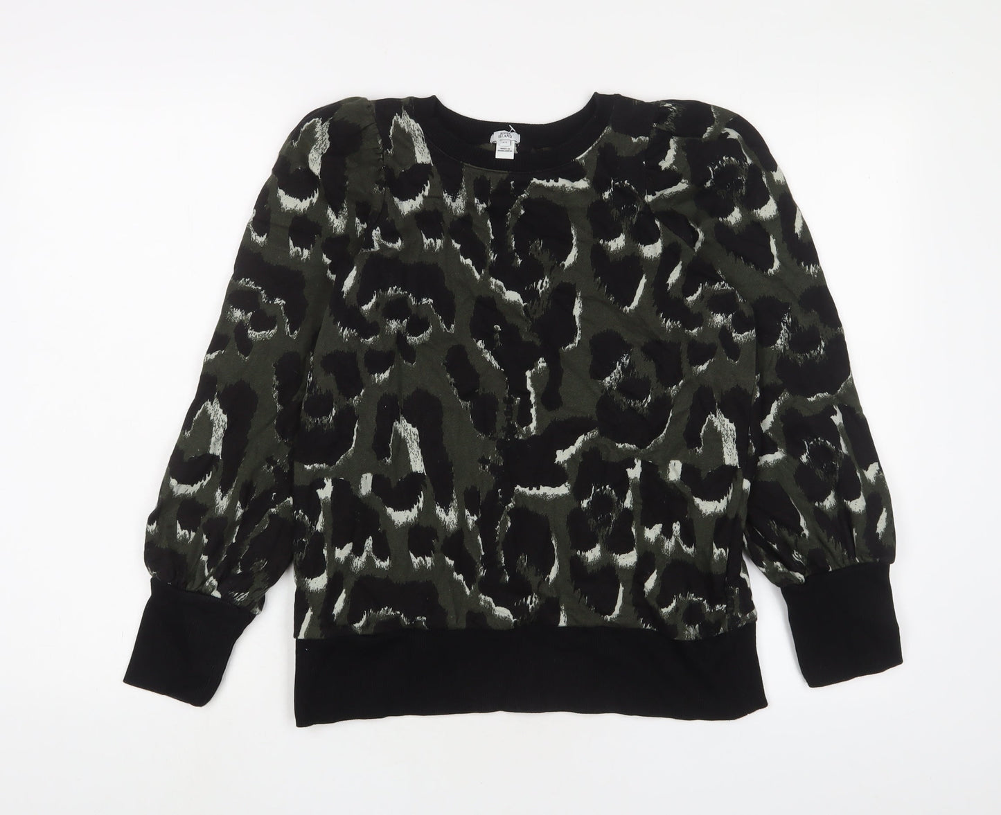 River Island Womens Green Camouflage Cotton Pullover Sweatshirt Size XS Pullover
