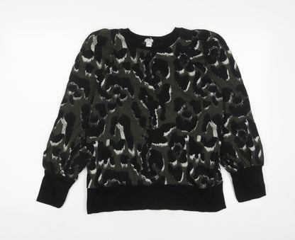 River Island Womens Green Camouflage Cotton Pullover Sweatshirt Size XS Pullover
