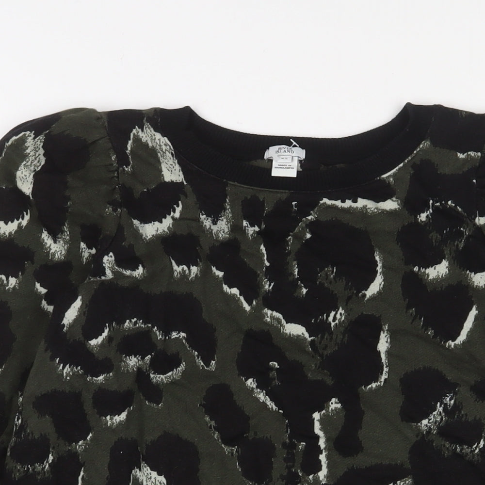 River Island Womens Green Camouflage Cotton Pullover Sweatshirt Size XS Pullover