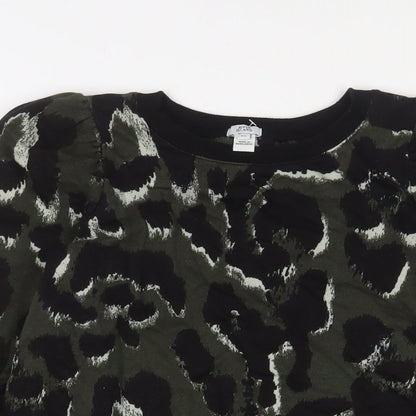 River Island Womens Green Camouflage Cotton Pullover Sweatshirt Size XS Pullover
