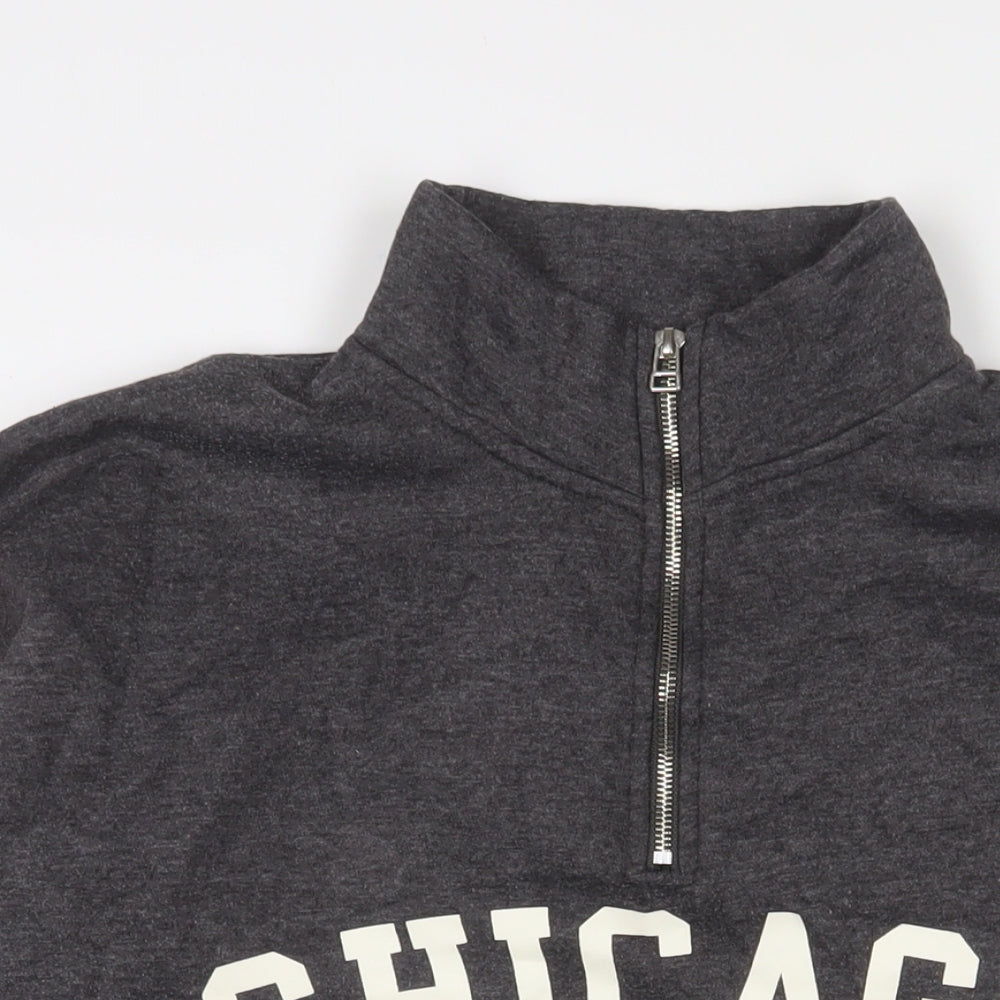 Boohoo Womens Grey Cotton Pullover Sweatshirt Size 16 Zip - Chicago