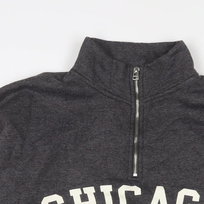 Boohoo Womens Grey Cotton Pullover Sweatshirt Size 16 Zip - Chicago