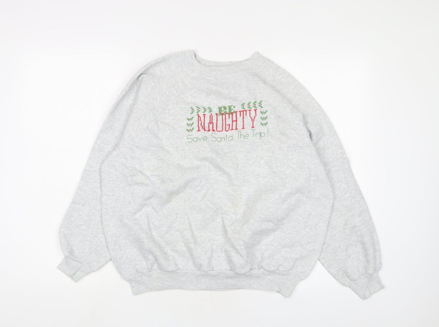 Hanes Herway Womens Grey Cotton Pullover Sweatshirt Size L Pullover - Christmas