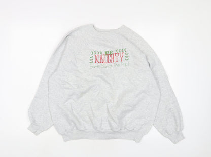 Hanes Herway Womens Grey Cotton Pullover Sweatshirt Size L Pullover - Christmas