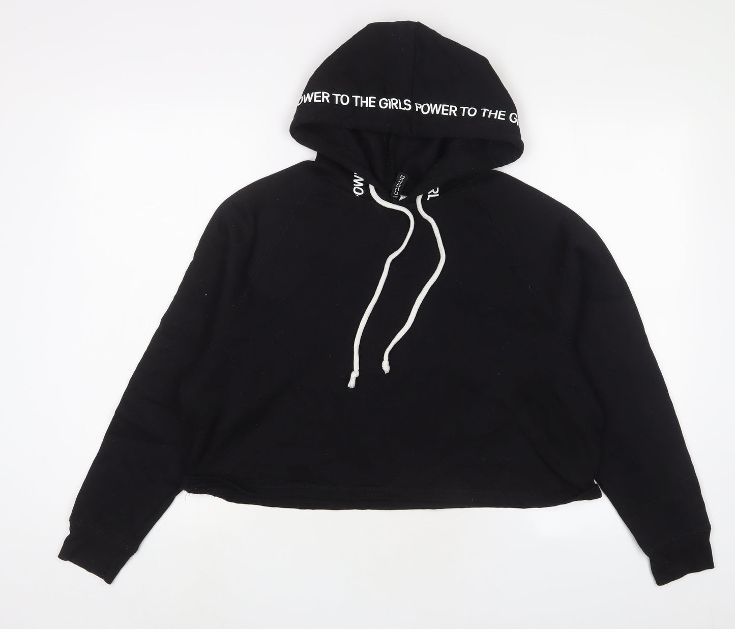 H&M Womens Black Cotton Pullover Hoodie Size L Pullover