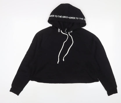 H&M Womens Black Cotton Pullover Hoodie Size L Pullover