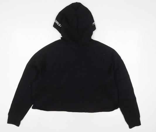 H&M Womens Black Cotton Pullover Hoodie Size L Pullover