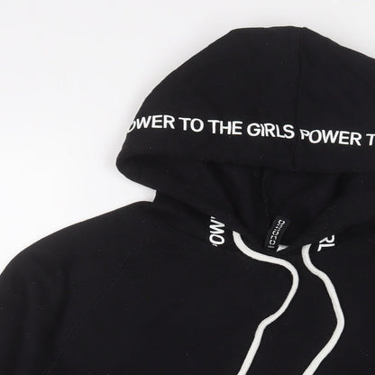 H&M Womens Black Cotton Pullover Hoodie Size L Pullover