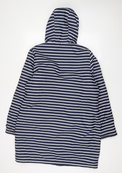 Harvey & Jones Womens Blue Striped Jacket Coat Size L Zip