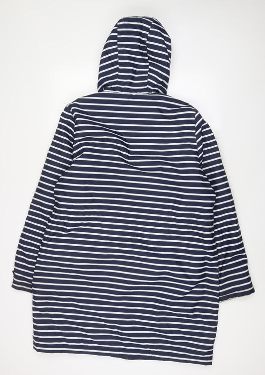 Harvey & Jones Womens Blue Striped Jacket Coat Size L Zip