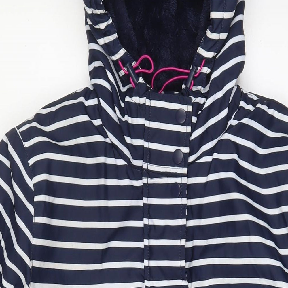 Harvey & Jones Womens Blue Striped Jacket Coat Size L Zip