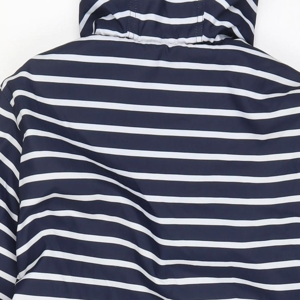 Harvey & Jones Womens Blue Striped Jacket Coat Size L Zip