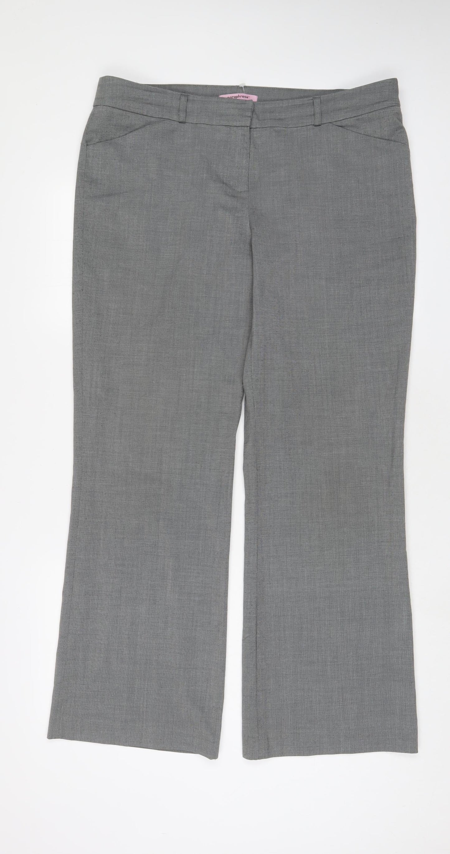 Paraphrase Womens Grey Polyester Trousers Size 16 L30 in Regular Hook & Eye