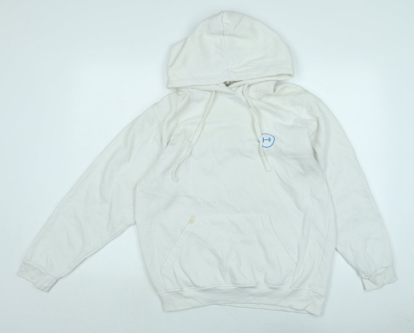 Uneek Mens White Polyester Pullover Hoodie Size M - Logo