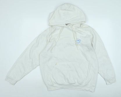 Uneek Mens White Polyester Pullover Hoodie Size M - Logo