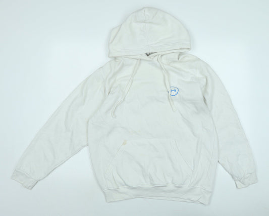 Uneek Mens White Polyester Pullover Hoodie Size M - Logo