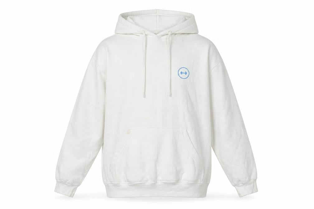 Mens UK Size M Uneek White Pullover Hoodie