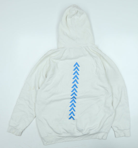 Uneek Mens White Polyester Pullover Hoodie Size M - Logo