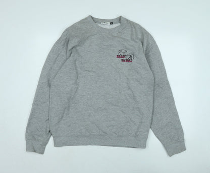 Spotted Mens Grey Polyester Pullover Sweatshirt Size M - Ready to Roll