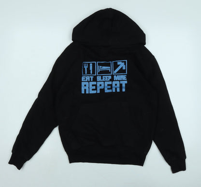Eat Sleep Shop Repeat Boys Black Polyester Pullover Hoodie Size M - Eat Sleep Mine Repeat